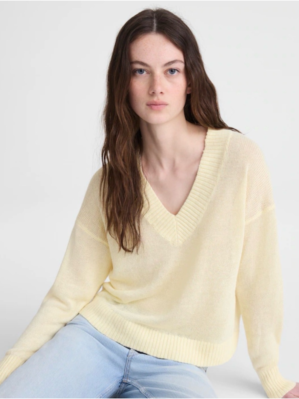 Linen Arline V-neck Pullover- Finer Count SZ XS-Sheer Pineapple NWOT